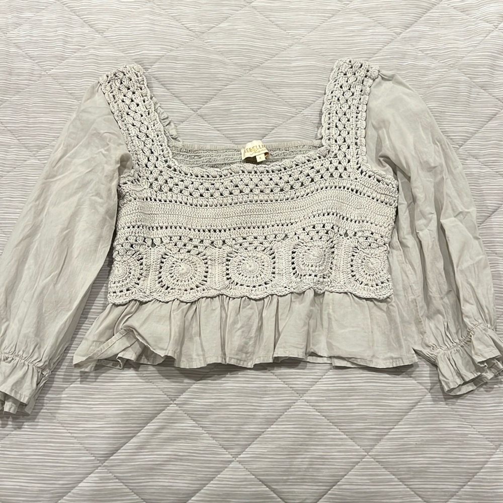 Grey Crochet Top